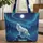 White Wolf Howling Full Moon Aurora Borealis - Wildlife Lover Gift Quilted Tote Bag - 1