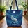 White Wolf Howling Full Moon Aurora Borealis - Wildlife Lover Gift Quilted Tote Bag - 3