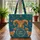 Boho Ram's Head Sheep Mandala Organic Floral Stars Swirl - Home Decor Gift for Wildlife Lover Quilted Tote Bag - 3