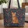 Regal Orange Tabby Cat Floral Vines - Cat Lover Home Decor Gift Quilted Tote Bag - 1