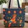 Tropical Bird Orange Flowers Personalized Name - Everyday Floral Wreath Bird Lover Quilted Tote Bag - 1
