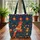 Tropical Bird Orange Flowers Personalized Name - Everyday Floral Wreath Bird Lover Quilted Tote Bag - 3