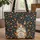 Calico Cat Cross Stitch Heart Name Hoop Floral - Cat Lover Gift for Daily Carry Quilted Tote Bag - 1