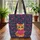 Orange Tabby Cat Heart Flowers Leaves - Cat Lover Everyday Gift Quilted Tote Bag - 3