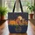 Pumpkin Owl Brick House Autumn Leaves Berries Name Wreath - Fall Harvest Gift Quilted Tote Bag - 3