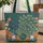 Majestic Peacock Blooming Flowers Personalized Name - Folk Art Home Decor Gift Quilted Tote Bag - 1