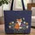 Personalized Fox Floral Wreath Night Stars Moon - Nature Lover Gift Quilted Tote Bag - 1