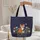Personalized Fox Floral Wreath Night Stars Moon - Nature Lover Gift Quilted Tote Bag - 5