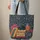 Curled Black Cat Stacked Books Floral Wreath - Cat Book Lover Everyday Tote Quilted Tote Bag - 6