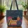 Curled Black Cat Stacked Books Floral Wreath - Cat Book Lover Everyday Tote Quilted Tote Bag - 3