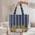 Three Majestic Tigers Blue Vertical Stripes Vintage Name Plaque - Wildlife Lover Gift Quilted Tote Bag - 5