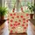 Red Pomegranate Olive Leaf Folk Art Wreath Personalized - Garden Lover Gift Quilted Tote Bag - 3