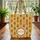Indian Lotus Flowers Vertical Rows Floral Wreath Striped Bands - Boho Lifestyle Quilted Tote Bag - 3