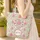 Pink Rose Green Leaf Vine Personalized Floral Wreath - Everyday Carry Gift Quilted Tote Bag - 4