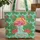 Pink Flamingo Tropical Leaves Hibiscus - Wildlife Lover Vacation Style Gift Quilted Tote Bag - 1
