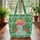 Pink Flamingo Tropical Leaves Hibiscus - Wildlife Lover Vacation Style Gift Quilted Tote Bag - 3