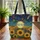 Ornate Sunflowers Village Structures Swirling Celestial Textured Fields Brushstrokes Home Decor Quilted Tote Bag - 3