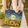 Ornate Sunflowers Village Structures Swirling Celestial Textured Fields Brushstrokes Home Decor Quilted Tote Bag - 4