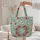 Pink Rose Green Leaf Botanical Medallion Floral Wreath Everyday Carry Gift Quilted Tote Bag - 5