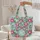 Pink Red Flowers Green Leaves Scrolling Vines Your Name Nature Wreath - Everyday Gift Quilted Tote Bag - 5