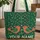 Folk Art Birds Coral Hearts Green Leaves - Home Decor Everyday Gift for Bird Lovers Quilted Tote Bag - 1