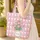 Pink Tulips Floral Bouquet Wreath Candy Stripes - Spring Accessory Quilted Tote Bag - 4