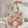 Ornate Floral Wreath Pink Orange Blossom Vine - Thoughtful Keepsake Gift Quilted Tote Bag - 5