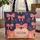 Coral Bows Golden Sprigs Heart Name Stars - Folk Art Home Decor Gift Quilted Tote Bag - 1