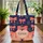 Coral Bows Golden Sprigs Heart Name Stars - Folk Art Home Decor Gift Quilted Tote Bag - 3