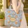 Orange Fruit Leafy Branch Small White Flower Bird Medallion Personalized Name Gift Everyday Carry Quilted Tote Bag - 4