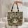 Calico Cat Yellow Eyes Ornate Swirls Deep Burgundy Olive Green - Everyday Cat Lover Gift Quilted Tote Bag - 5