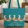 Patchwork Floral Paisley Geometric Geese with Name Floral Wreath - Folk Art Gift Quilted Tote Bag - 1