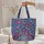 Exotic Birds Winding Branches Pink Red Purple Flowers Royal Blue - Nature Lover Gift Quilted Tote Bag - 5