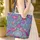 Exotic Birds Winding Branches Pink Red Purple Flowers Royal Blue - Nature Lover Gift Quilted Tote Bag - 4
