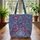 Exotic Birds Winding Branches Pink Red Purple Flowers Royal Blue - Nature Lover Gift Quilted Tote Bag - 3