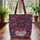 Fuchsia Magenta Botanical Floral Bouquet Personalized Name Everyday Carry Gift Quilted Tote Bag - 3