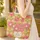 Large Pink Red Flowers Green Leaves Floral Wreath Bouquet - Boho Lifestyle Gift Quilted Tote Bag - 4