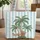 Ornate Palm Trees Striped Personalized Scroll - Tropical Travel Essentials Gift Quilted Tote Bag - 1