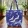 White Coppery Orange Deep Blue Japanese Flying Cranes Swirls Personalized Gift Everyday Carry Quilted Tote Bag - 3