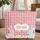 Pink Blue Bunnies Floral Wreath Gingham Check - Baby Shower Nursery Decor Gift Quilted Tote Bag - 1