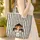 Vertical Black Cream Stripe Ornate Mushrooms Your Name - Nature Lover Gift Quilted Tote Bag - 4
