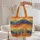 Western Cowboy Saguaro Cacti Desert Mountains Sun Warm Desert Sky Everyday Tote Quilted Tote Bag - 5