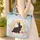 Black Rabbit Golden Moon Wildflower Scroll Celestial Stars - Wildlife Lover Gift Quilted Tote Bag - 4