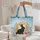 Black Rabbit Golden Moon Wildflower Scroll Celestial Stars - Wildlife Lover Gift Quilted Tote Bag - 5