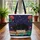 Black Cat Sleeping Books Starry Botanicals - Cat Lover Gift Quilted Tote Bag - 3