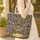 Ornate Cat Face Swirling Gold Botanical Leaves - Cat Lover Everyday Gift Quilted Tote Bag - 4