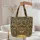 Ornate Cat Face Swirling Gold Botanical Leaves - Cat Lover Everyday Gift Quilted Tote Bag - 5