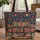 Folk Art Floral Bookshelves Books Vases Personalized Name - Everyday Reading Gift Quilted Tote Bag - 1