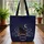 Black Cat Wildflowers Golden Moon Night Sky Floral Wreath - Everyday Carry Gift Quilted Tote Bag - 3