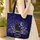 Black Cat Wildflowers Golden Moon Night Sky Floral Wreath - Everyday Carry Gift Quilted Tote Bag - 4